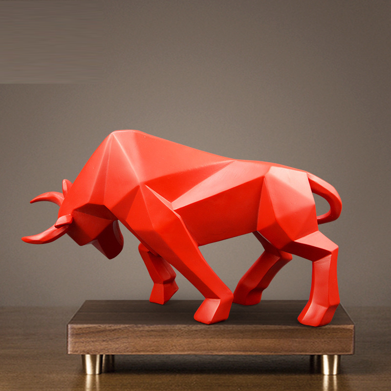 Abstract Resin Bull Sculpture Geometric Ox Statue Modern Office Decor Artistic Home Accessory Unique Birthday Gift - 1