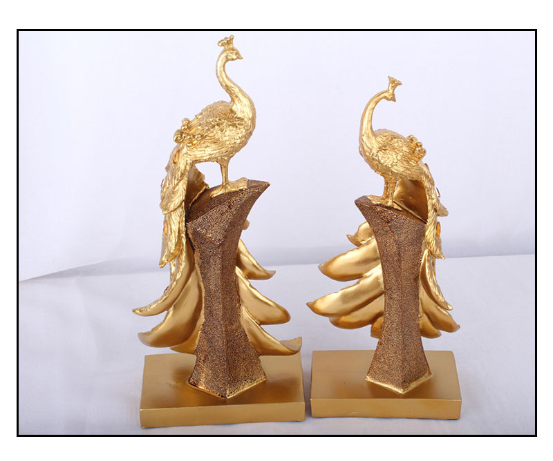 Luxurious Gold Peacock Mini Statue Resin Sculpture Elegant Home Decoration Desktop Crafts Business Gift Accessory - 5