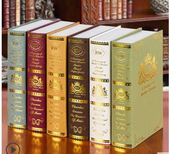 6pc Vintage Decoration Book Gilding Simulation Bookcase Prop False Model Simple Home English Modern Series - 2