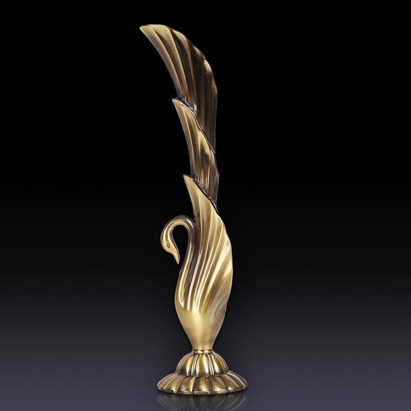 Brass Vintage Peacock Vase Metal Alloy Gold Bronze Small Modern Table Creative Home Wedding Decoration - 5