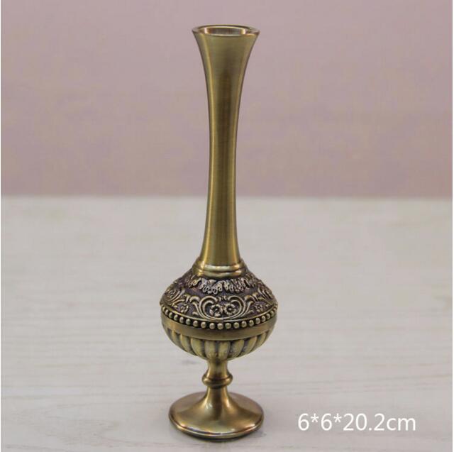 Antique Brass Peacock Vase Vintage Gold Bronze Alloy Small Modern Table Decor For Home Wedding - 3