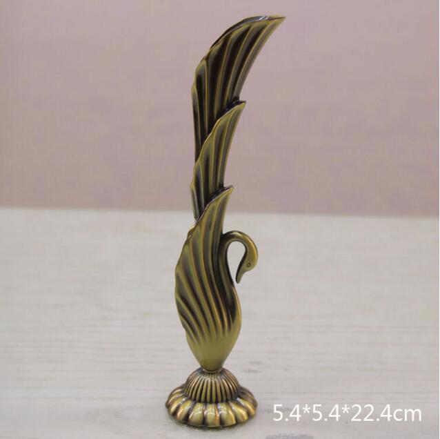 Antique Brass Peacock Vase Vintage Gold Bronze Alloy Small Modern Table Decor For Home Wedding - 2