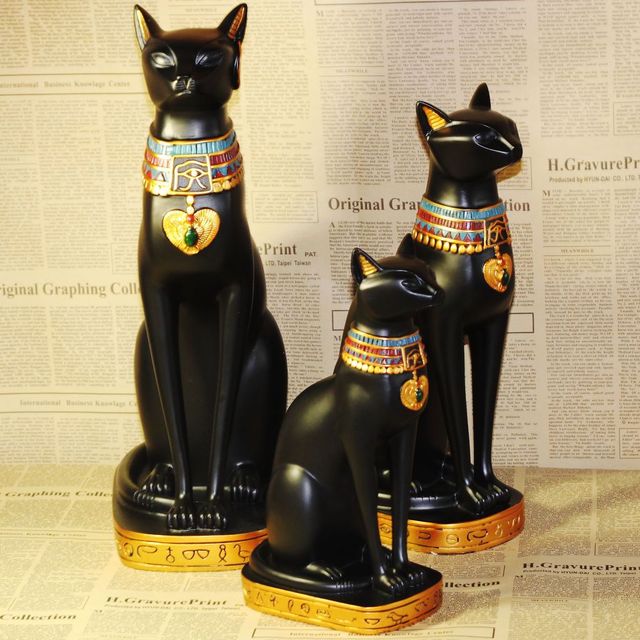 Egyptian Cat Figurine Statue Decoration Goddess Bastet Incarnation God Vintage Office Desktop Decor Craft - 3
