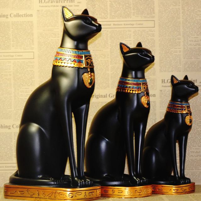 Egyptian Cat Figurine Statue Decoration Goddess Bastet Incarnation God Vintage Office Desktop Decor Craft - 2