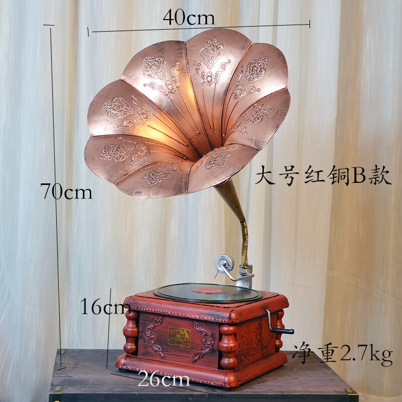 Metal Art Phonograph Home Bar Club Decor Vintage Decoration Record Player Model Film Machine - 3