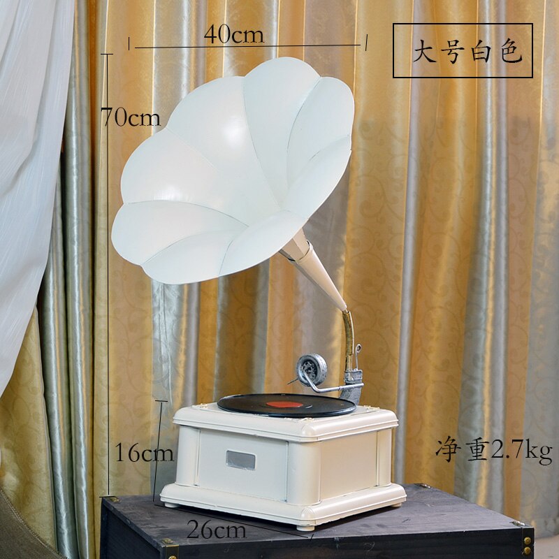 Metal Art Phonograph Home Bar Club Decor Vintage Decoration Record Player Model Film Machine - 2