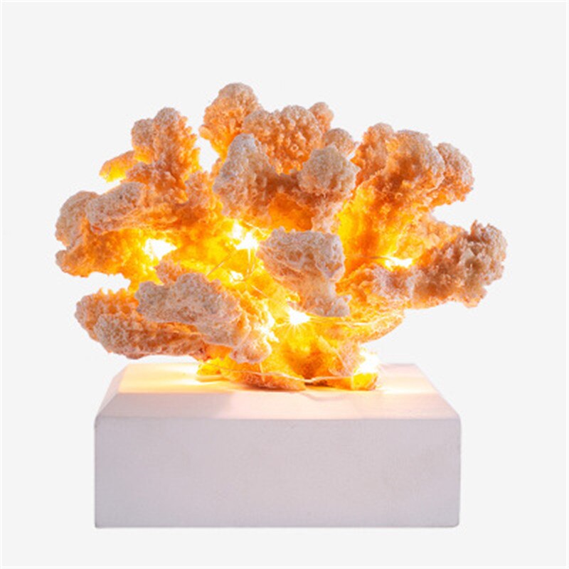 Mediterranean Style Resin Coral Model With Led Home Interior Decor Colorful Marine Craft Ornaments Children Birthday Gift X5376 - 5