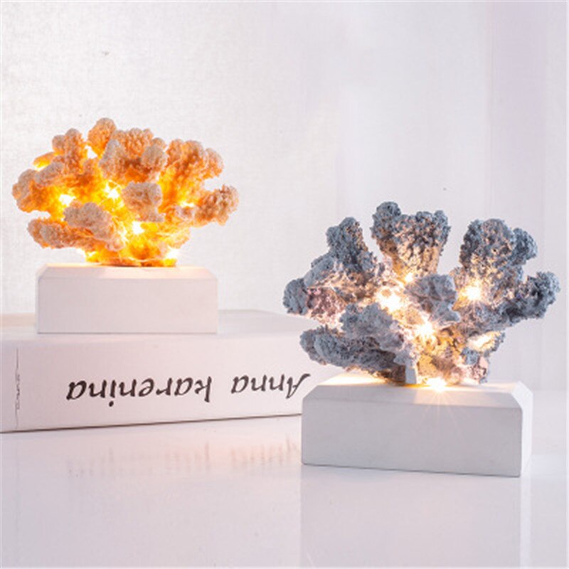 Mediterranean Style Resin Coral Model With Led Home Interior Decor Colorful Marine Craft Ornaments Children Birthday Gift X5376 - 4