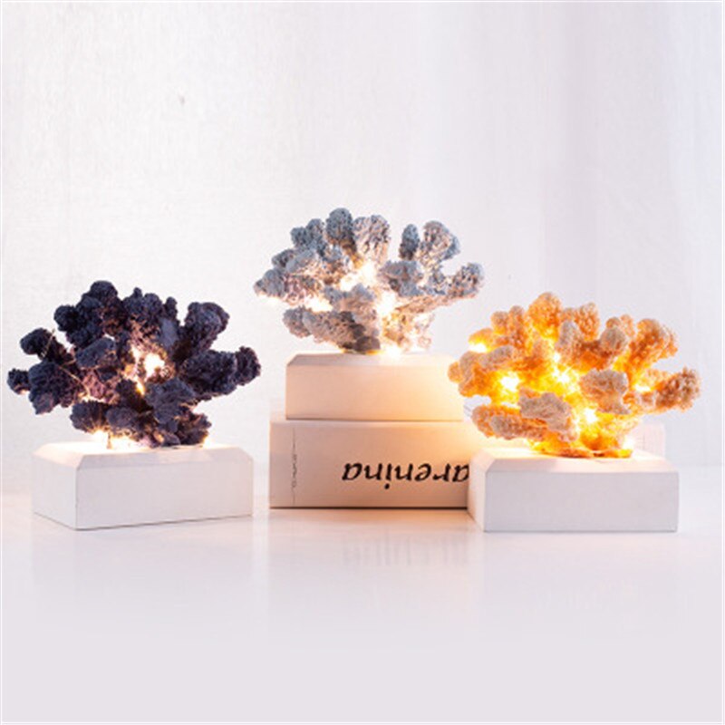 Mediterranean Style Resin Coral Model With Led Home Interior Decor Colorful Marine Craft Ornaments Children Birthday Gift X5376 - 3