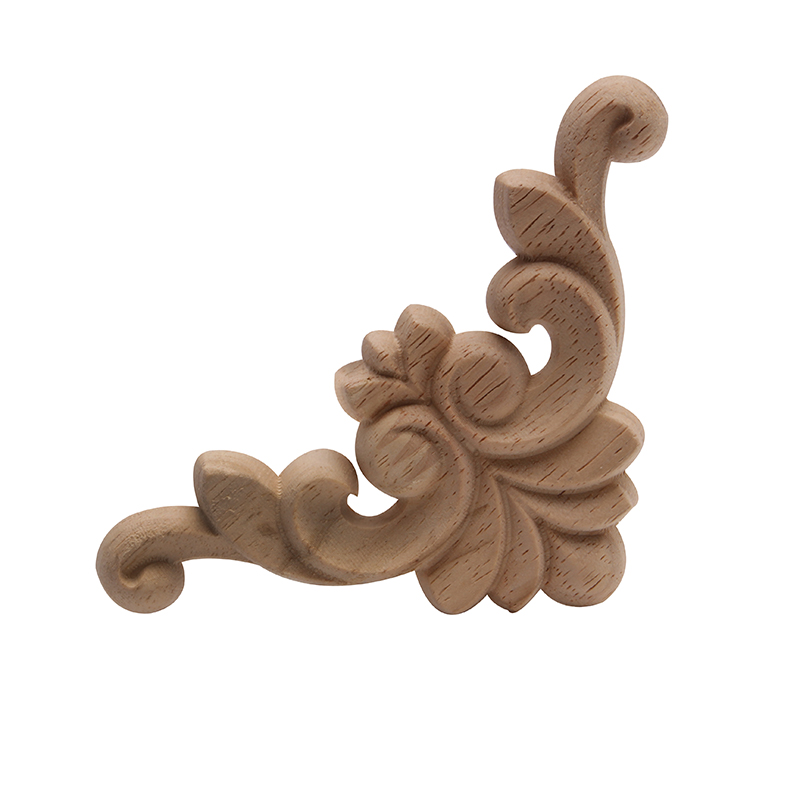 4piece Set Of Unpainted Natural Wood Mouldings Ornamental Flower Appliques For Furniture Corners Walls Windows - 2