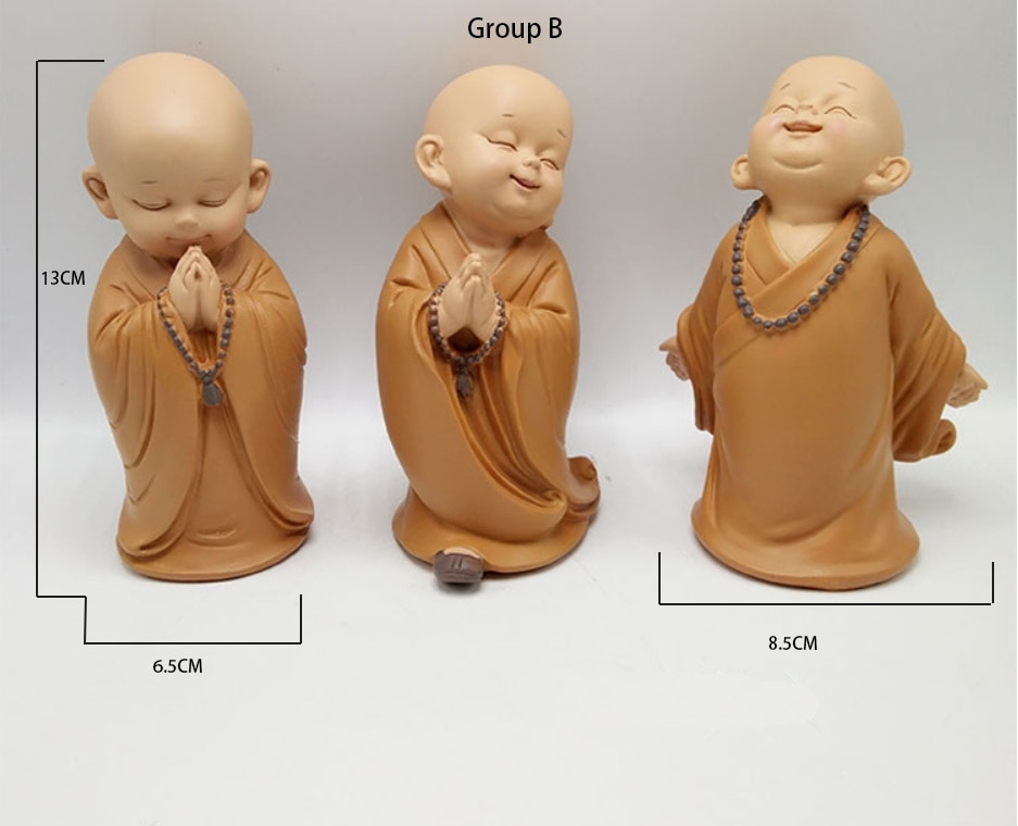 Handcarved Resin Buddha Sculpture Small Chinese Style Monk Statue For Home Decor Or Gift - 3