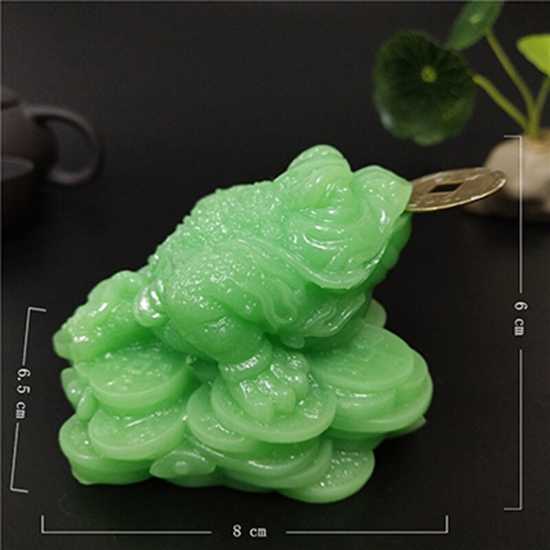 Luminous Fengshui Threelegged Toad Statue Manmade Jade Stone Chinese Coin Frog Figurine Lucky Home Decor Gift - 1