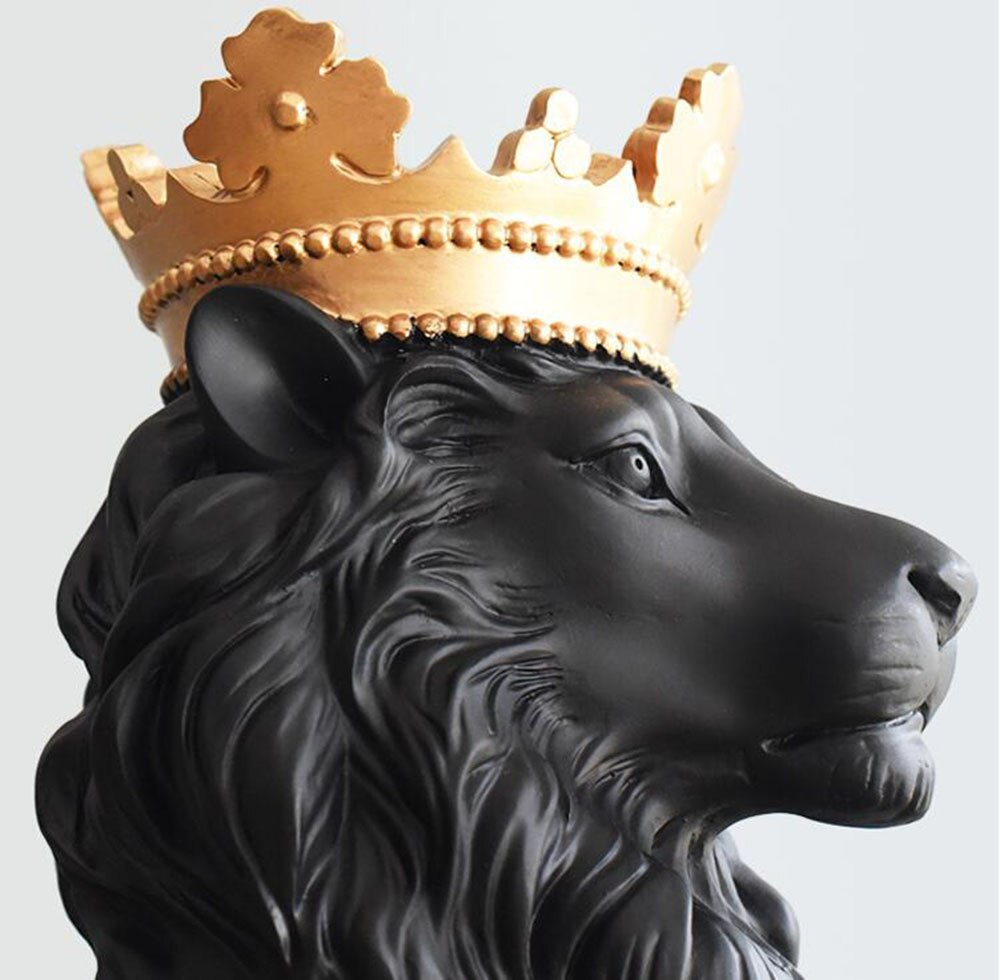 Handcrafted Resin Lion King Sculpture With Crown Abstract Home Decor Accessories Unique Gifts - 10