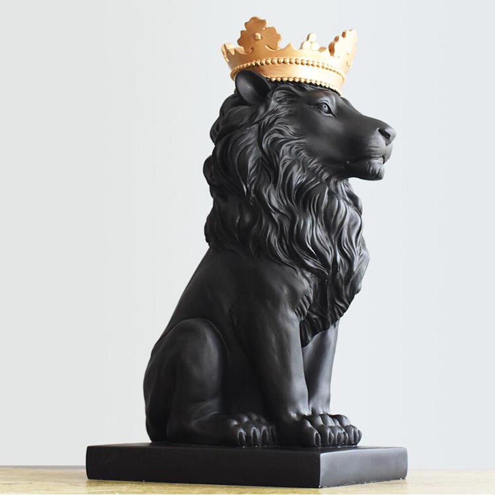 Handcrafted Resin Lion King Sculpture With Crown Abstract Home Decor Accessories Unique Gifts - 9