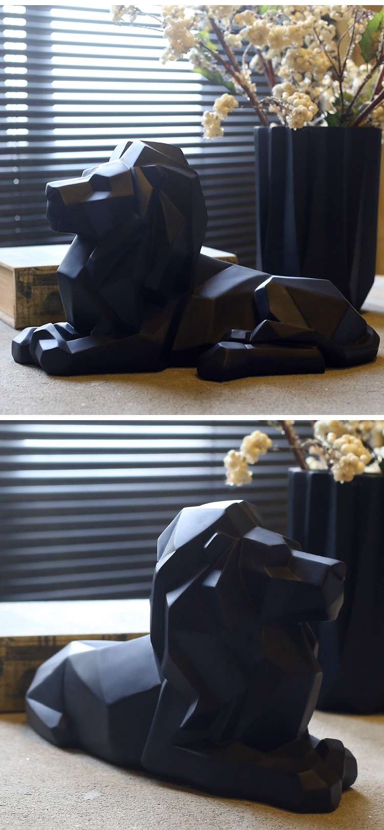 Abstract Geometric Lion Statue Resin Origami Animal Sculpture Artistic Office Bar Decor Faithinspired Craft Ornament Gift - 3