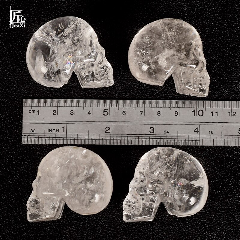 Handmade 2inch Natural Rock Quartz Crystal Skull Realistic Fengshui Healing Stone Artistic Home Decor Collectible - 8