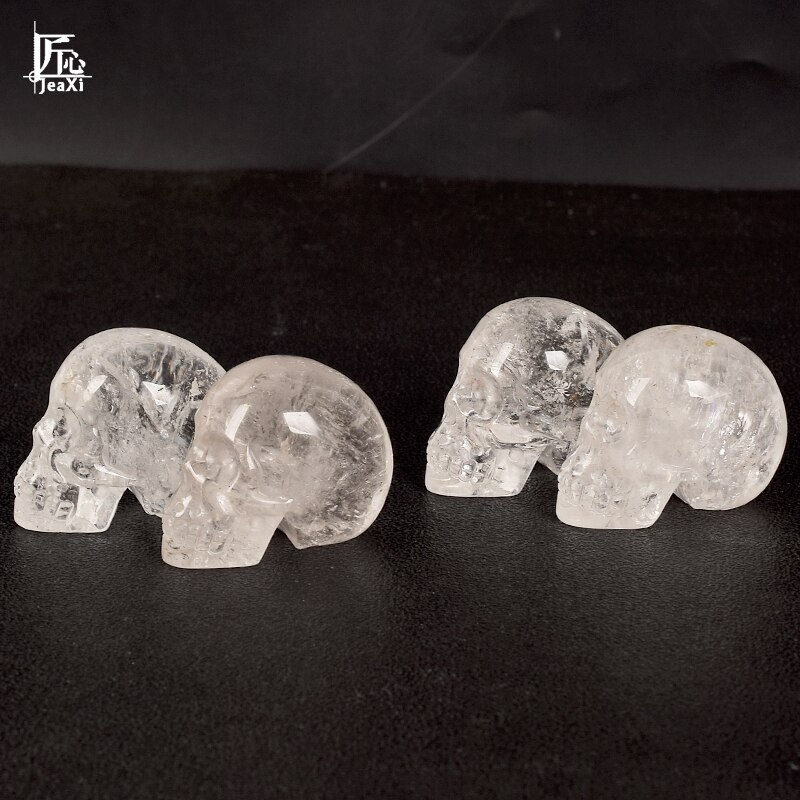 Handmade 2inch Natural Rock Quartz Crystal Skull Realistic Fengshui Healing Stone Artistic Home Decor Collectible - 7