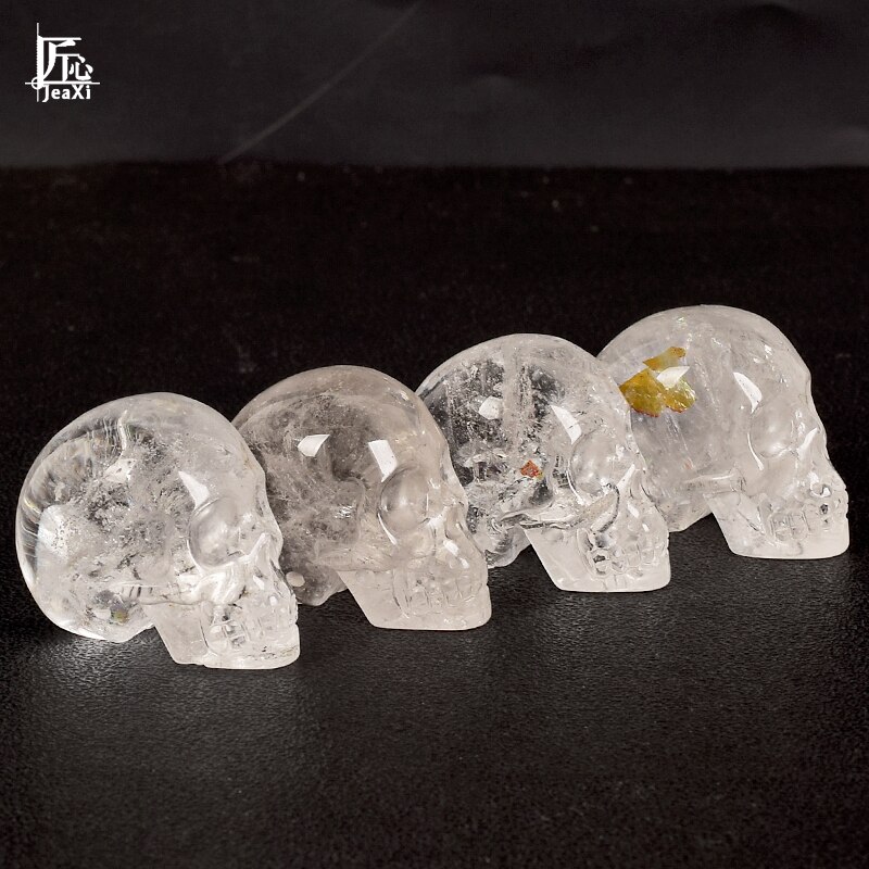 Handmade 2inch Natural Rock Quartz Crystal Skull Realistic Fengshui Healing Stone Artistic Home Decor Collectible - 6