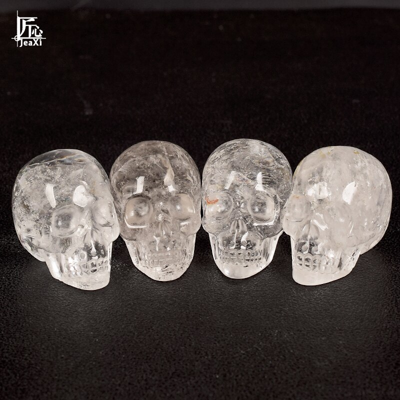 Handmade 2inch Natural Rock Quartz Crystal Skull Realistic Fengshui Healing Stone Artistic Home Decor Collectible - 5