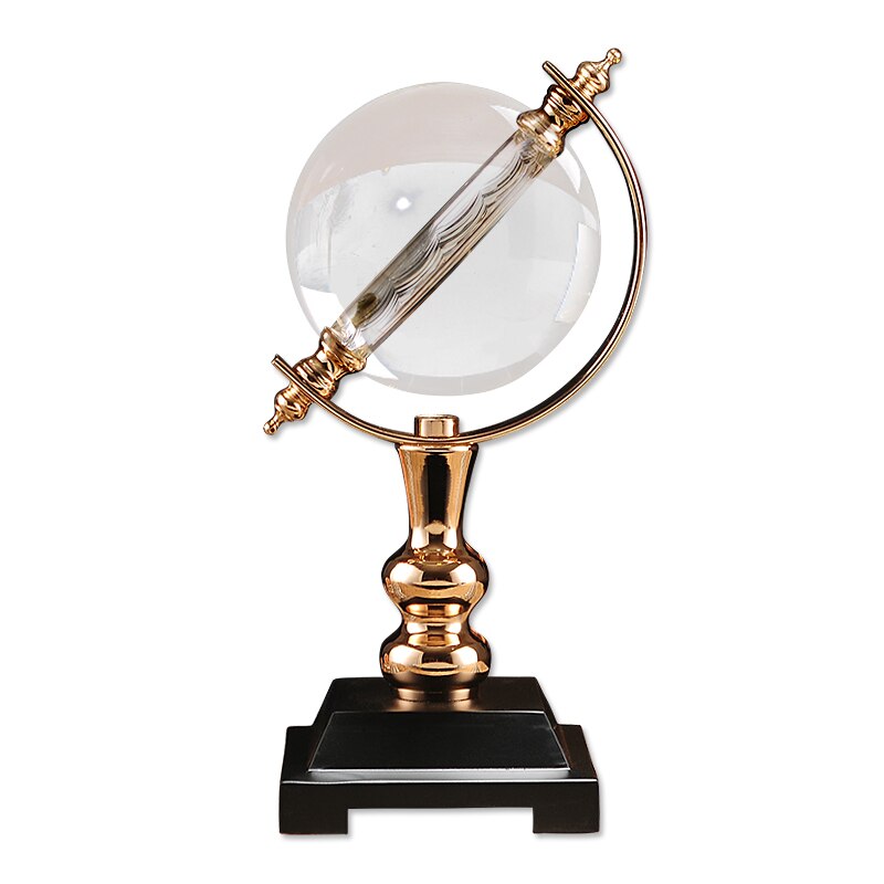 Golden Europe Creative Crystal Globe Bar Vintage Statue Home Decor Crafts Room Decoration Objects Study Office Figurines - 5
