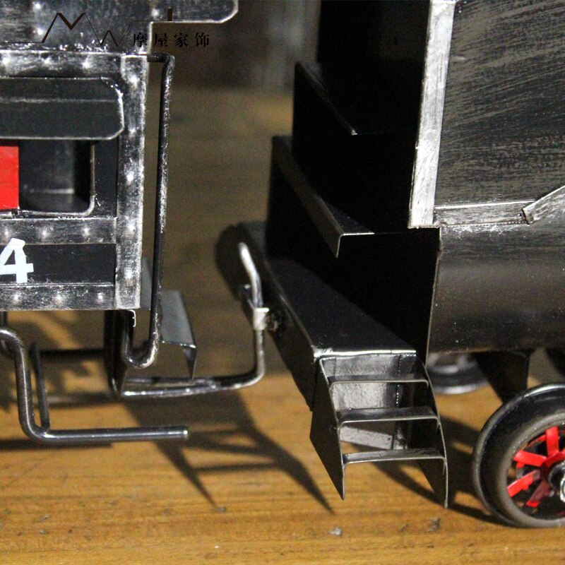 Bar Ancient Steam Locomotive Handmade Vintage Iron Metal Train Model Home Office Decoration Gift - 5