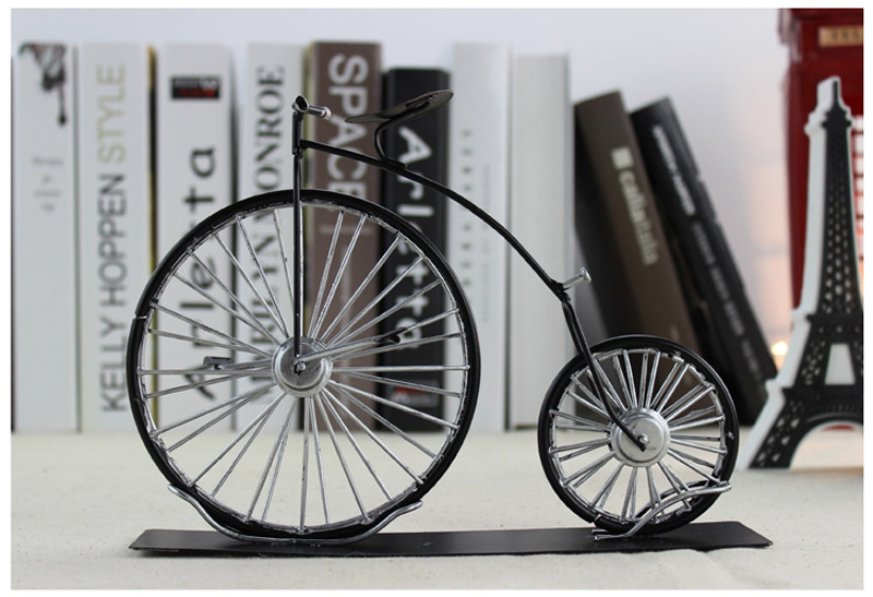 Vintage British Iron Big Wheel Bicycle Sculpture Nordic Home Decor Unique Tin Bike Desktop Model Ideal Birthdayvalentines Gift - 3