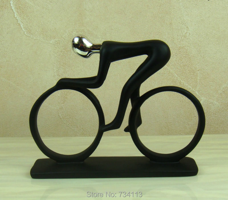 Handmade Resin Racing Cyclist Sculpture Abstract Bicycle Rider Statue Sports Competition Souvenir Decorative Craft Ornament - 4