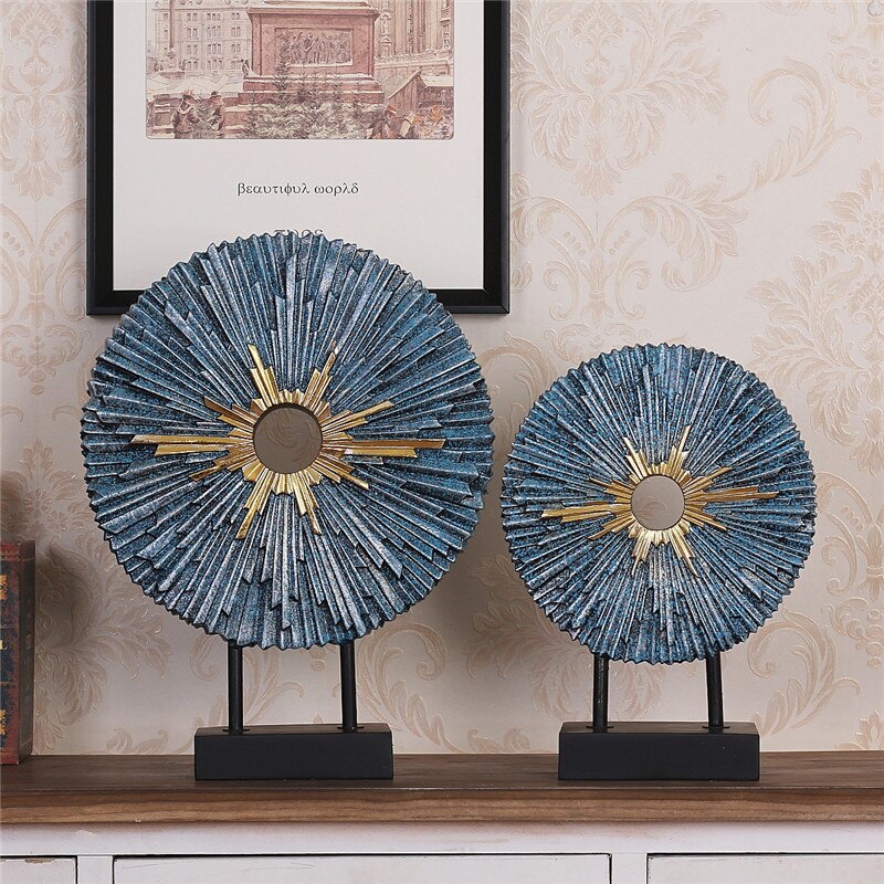 2pcs Set Retro Resin Sun Statue Home Decor Crafts Room Decoration Office Vintage Ornament Study Figurines Gifts R1514 - 2