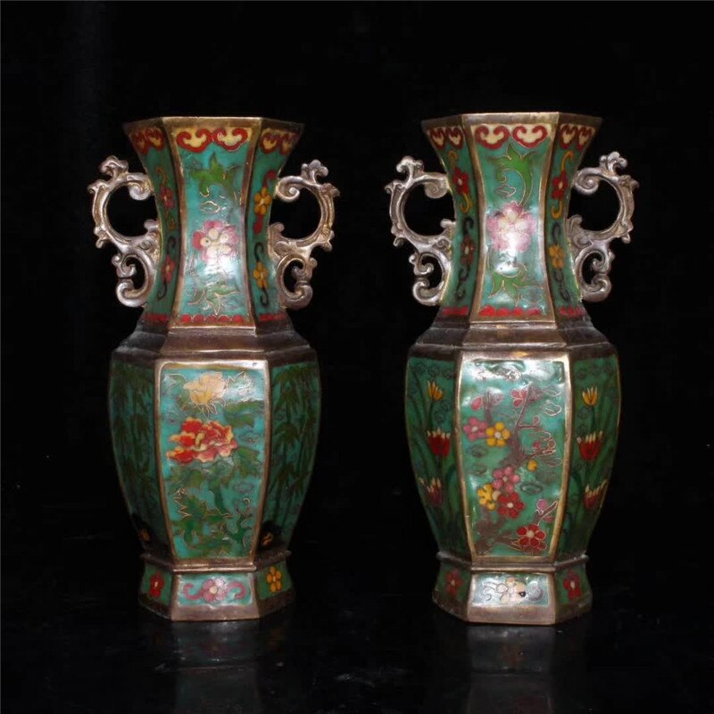 Chinese Cloisonne Bronze Vase Plum Orchid Bamboo Chrysanthemum Ornament Household Geomancy Decoration Gift - 3