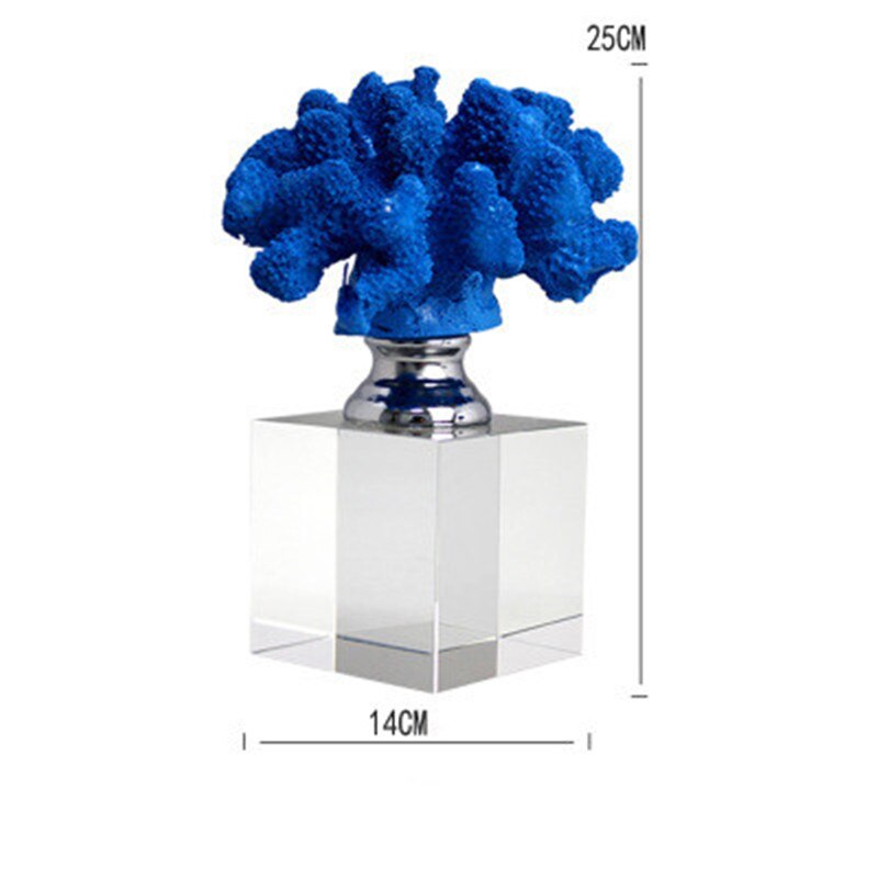 European Style Modern Crystal Blue White Coral Decor Prototype Room Study Living Desktop Art & Craft Sculpture Gift X5406 - 2