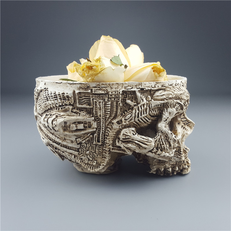 Mrzoot Resin Skull Flowerpot White Skeleton Head Garden Pots Human Head Ashtrays Fruit Plate Storage Container - 13