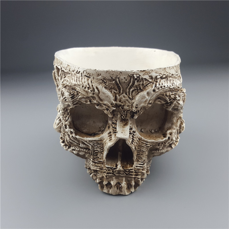 Mrzoot Resin Skull Flowerpot White Skeleton Head Garden Pots Human Head Ashtrays Fruit Plate Storage Container - 11