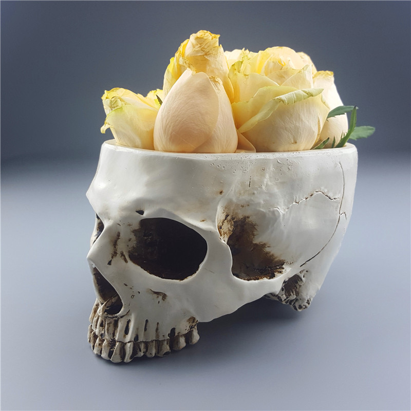 Mrzoot Resin Skull Flowerpot White Skeleton Head Garden Pots Human Head Ashtrays Fruit Plate Storage Container - 10