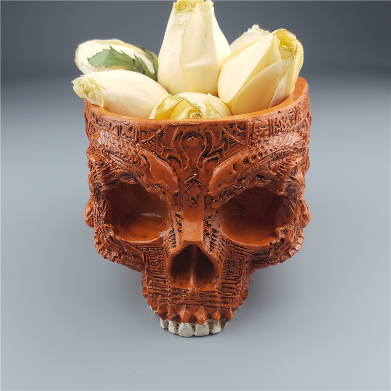 Mrzoot Resin Skull Flowerpot White Skeleton Head Garden Pots Human Head Ashtrays Fruit Plate Storage Container - 4