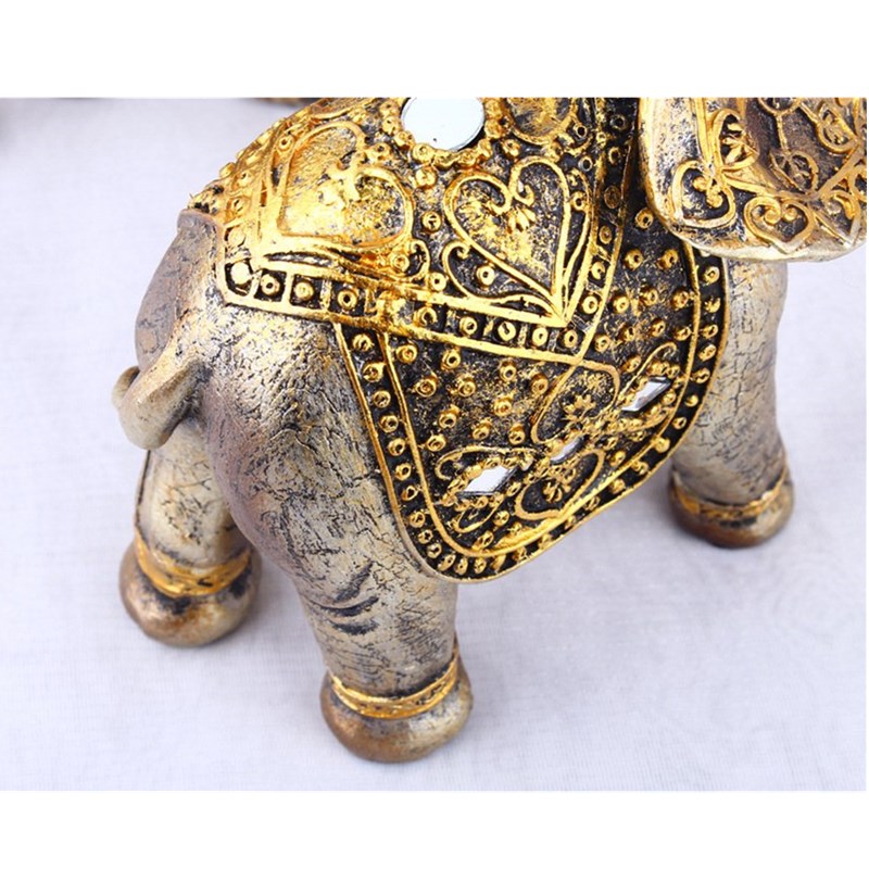 7piece Set Of Gold Resin Buddha And Lucky Elephant Figurines Artistic Animal Sculpture Home Decor Accessories R534 - 2