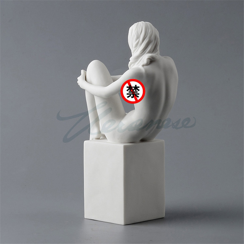 Handcrafted Nude Lady Ceramic Sculpture Matte Glaze Art Statue Home Decor Birthday Gift R3343 - 3