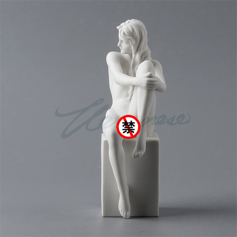 Handcrafted Nude Lady Ceramic Sculpture Matte Glaze Art Statue Home Decor Birthday Gift R3343 - 1