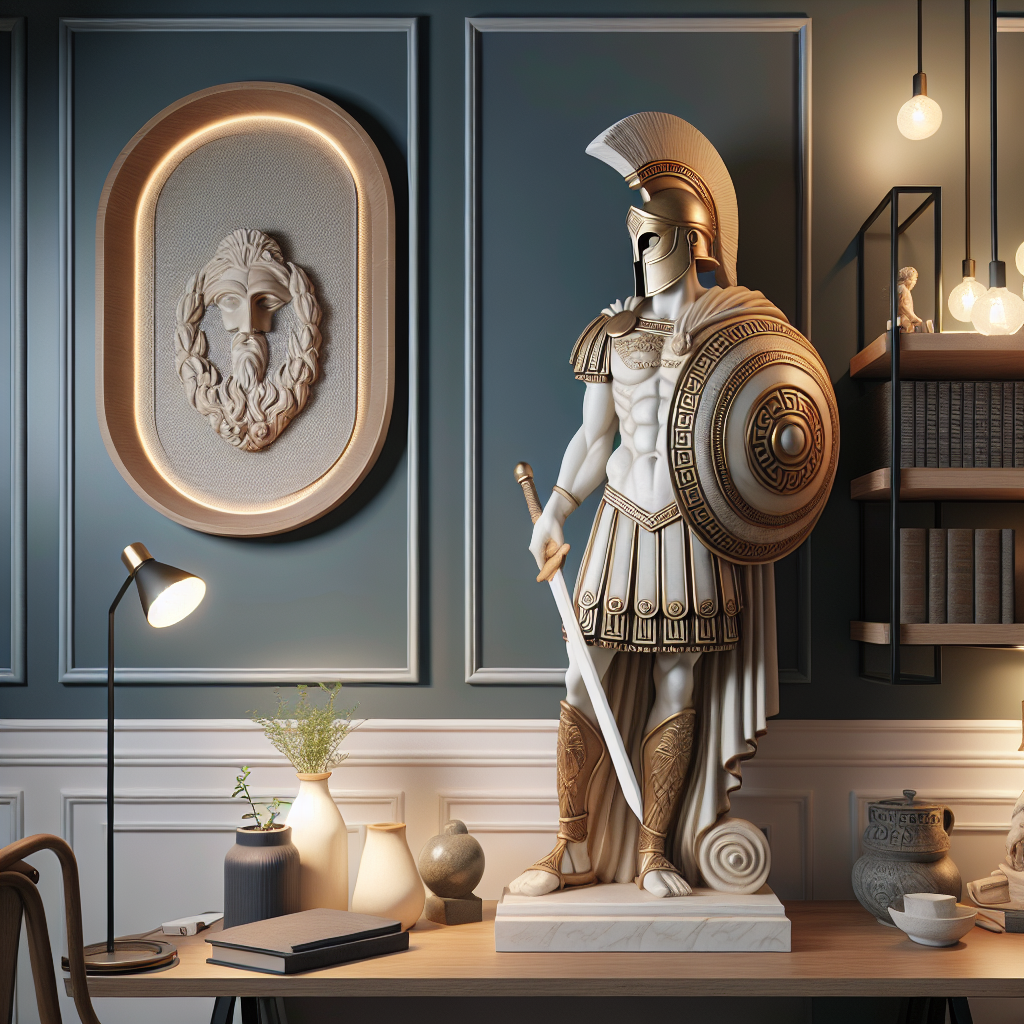 Transform Your Space with a Decorative Greek Warrior Statue for Home and Office  