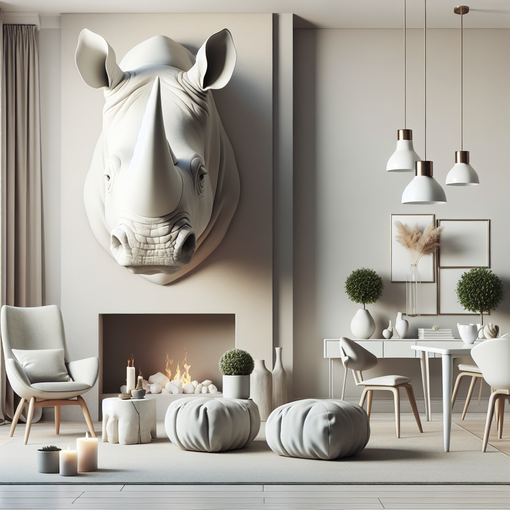 Discover the Allure of Unique White Resin Rhinoceros Wall Art for Home Decor  