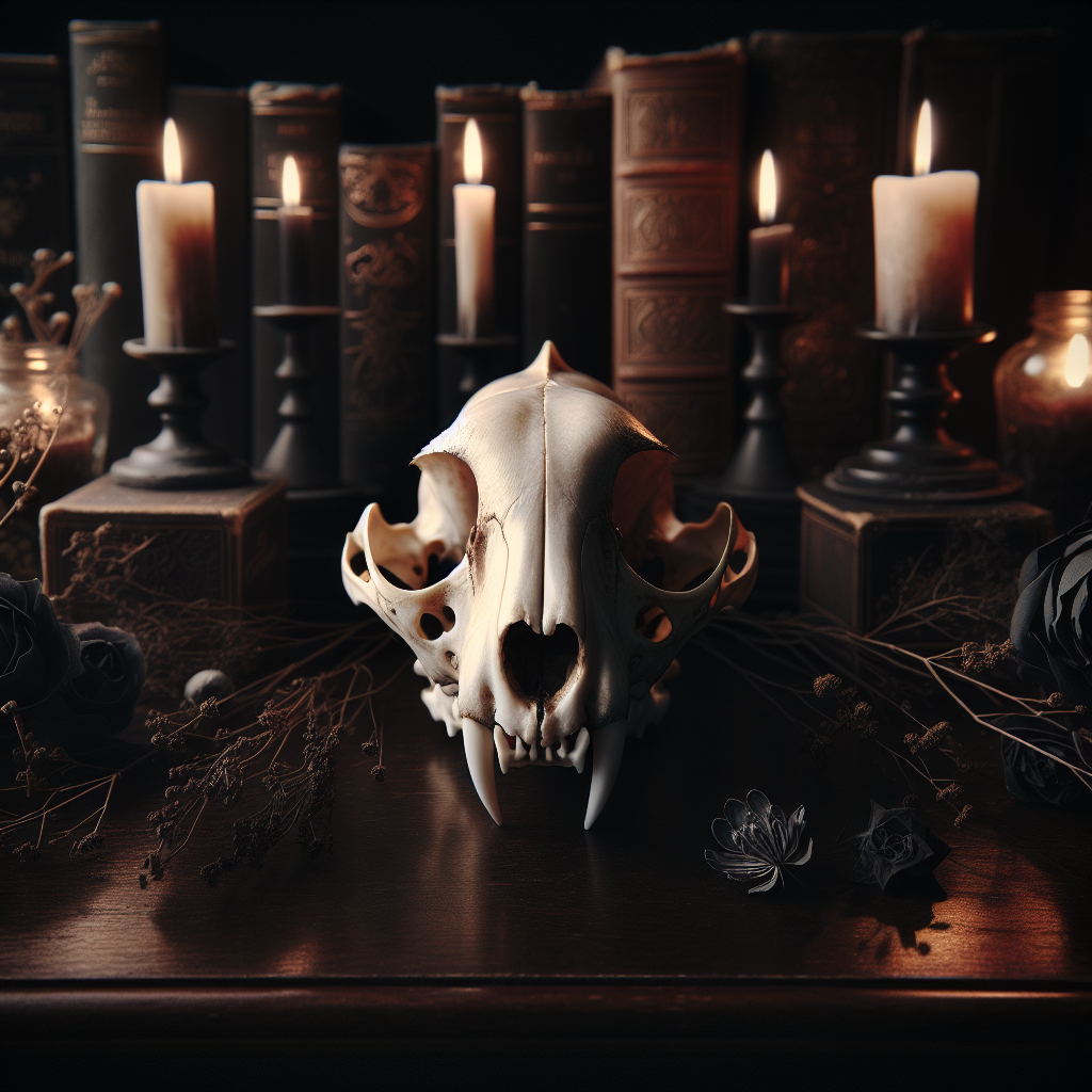 Realistic Cat Skull Decor: A Perfect Addition to Macabre Home Aesthetics  