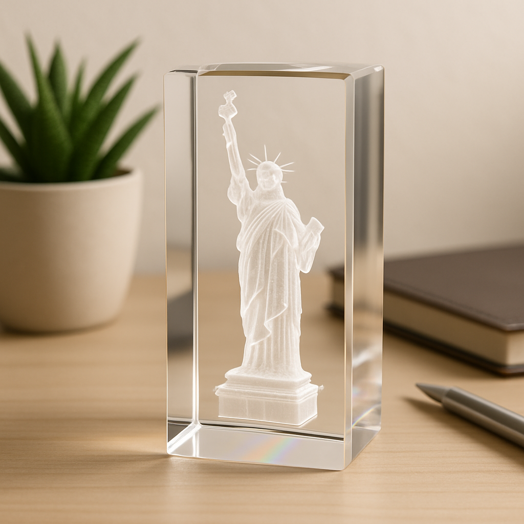 Unique 3D Crystal Glass Statue of Liberty Desk Decor: A Touch of Elegance  